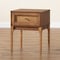 Baxton Studio Ramiel MidCentury Modern Ash Walnut Finished Wood and Rattan 1Drawer Nightstand 215-12425-ZORO - alternate 9